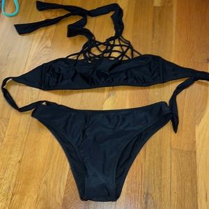 Black crisscross top detail bikini set